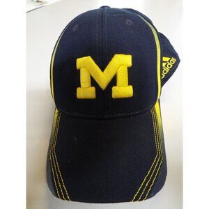 Michigan Big M Embroidered Football, Baseball Style Cap, Navy Blue & Gold, Used